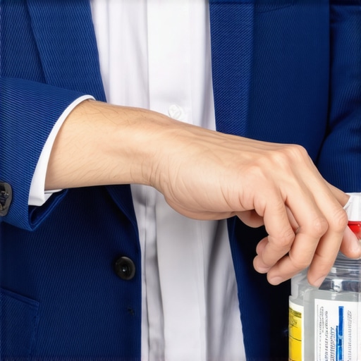 Person applying vinegar spray to suit jacket in humid Tampa environment