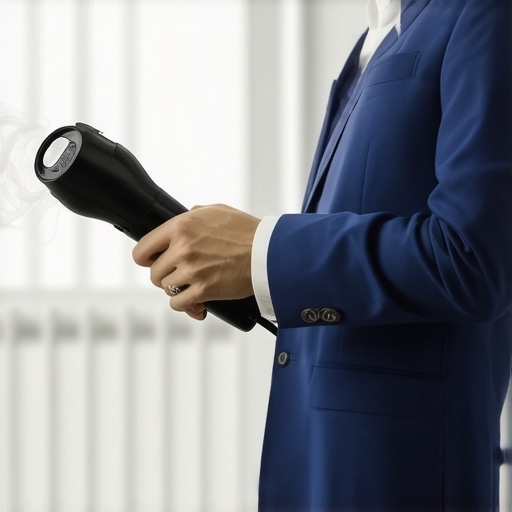 Person steaming suit jacket at home using eco-friendly method