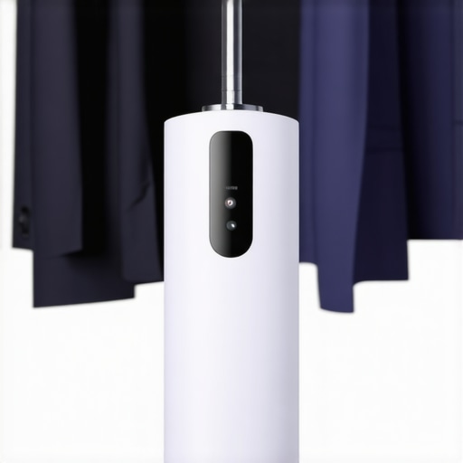 A professional garment steamer, fabric brushes, and climate-controlled storage for suits
