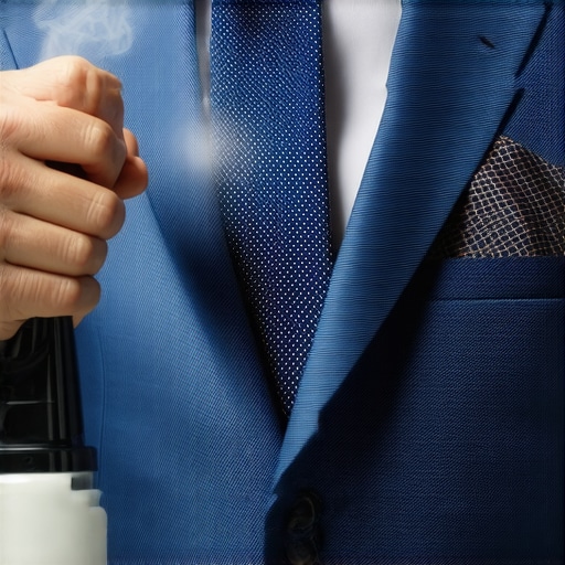 A professional fabric-safe steamer and stain-resistant spray used for suit maintenance.