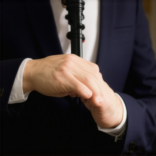 A person steaming a suit with a professional garment steamer to maintain its appearance.